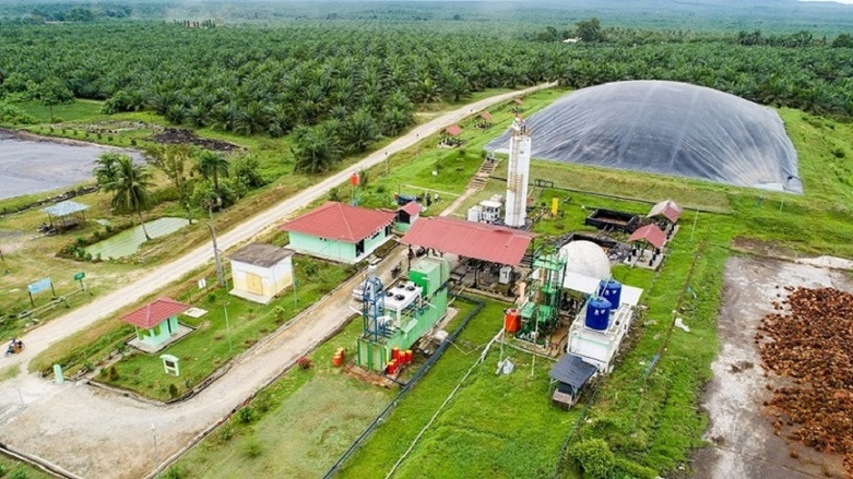 Luftaufnahme des Biogaskraftwerks in der Palmölmühle von PTPN V in Kampar, Riau ©GIZ Indonesia, 2021