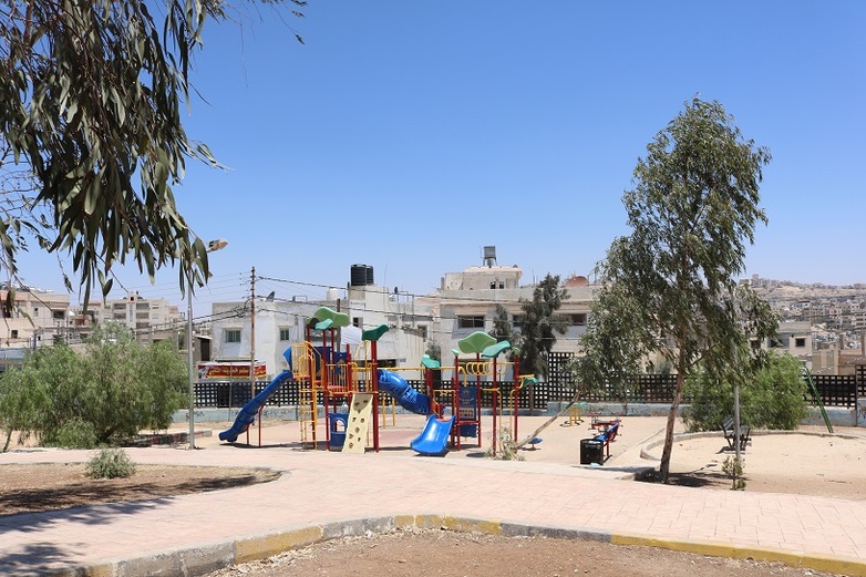 Ein neuer Spielplatz im Jana'a Park in Zarqa (Foto: GIZ / Cash for Work Green Infrastructure)