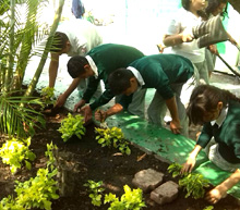 Mexiko. Niedrigemissionsschulen - Gartenarbeit in der Schule © GIZ