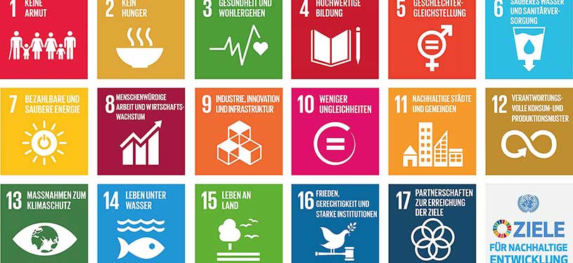 Eine Bilderkachel zeigt die Icons für die 17 Ziele für nachhaltige Entwicklung.