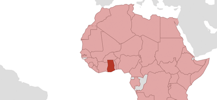 Eine Landkarte von Ghana.