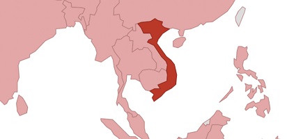 Eine Karte von Vietnam.