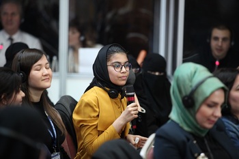 Participant at a conference focussing on women, women refugees and participation, Ankara, March 2019, © GIZ