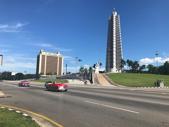Plaza de la Revolución (Revolution Square) in Havana with the monument dedicated to the na-tional hero José Martí
