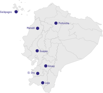 Map showing the regions where the programme is being implemented. Copyright: EcuadorSinCero 