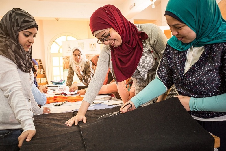 Women participating in a workshop for Khayameya patchwork in Desouk