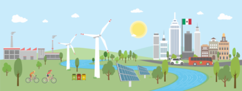 Graphic with emission sources and climate change mitigation measures