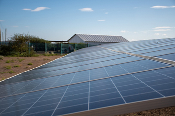 Photovoltaic modules at the Kalobeyei solar power plant in Kenya.