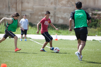 Palestinian territories. Football training with young Palestinians as part of the Sport for Development Programme © GIZ