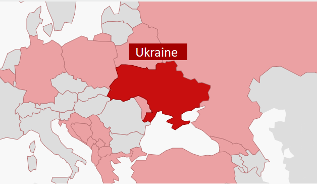 Ukraine is marked on a section of the map.